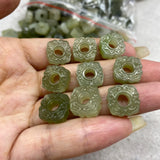 100% Natural Hetian Jade Square Beads Necklace Pendant