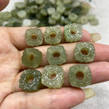 100% Natural Hetian Jade Square Beads Necklace Pendant