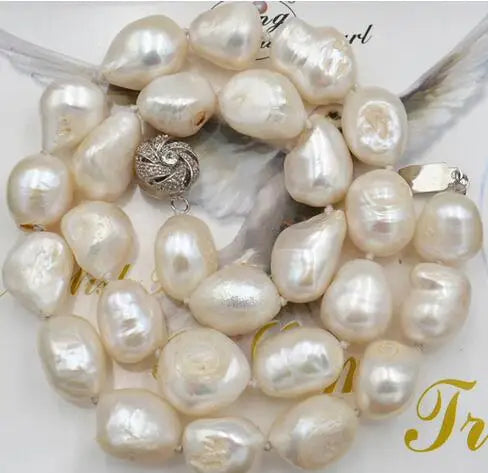 Elegant 9-12mm White South Sea Baroque Pearl Necklace