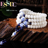 Natural Bodhi Root Retro Rosary & Porcelain Beads Bracelet DIY Jewelry