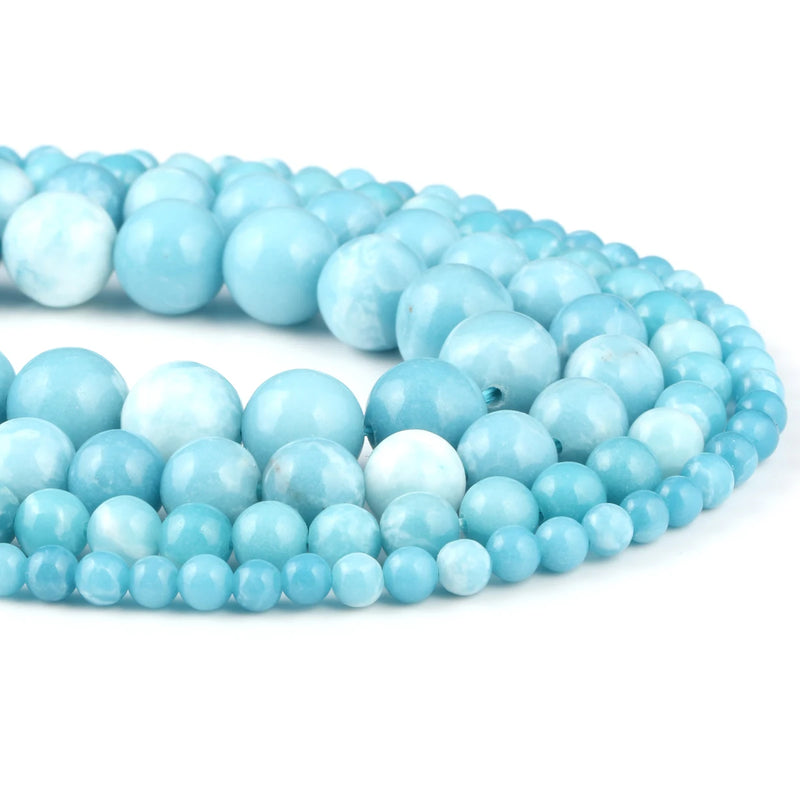 NaturalStone Larimar Beads Round 4/6/8/10/12mm Beads DIY Bracelet Necklace
