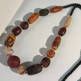 Naturally Weathered Old Agate Ancient Bead Necklace
