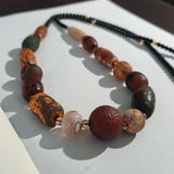 Naturally Weathered Old Agate Ancient Bead Necklace