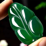 Green Chalcedony Agate Leaf Pendant Men's Women's Jinzhi Jade Pendant