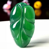 Green Chalcedony Agate Leaf Pendant Men's Women's Jinzhi Jade Pendant