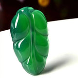 Green Chalcedony Agate Leaf Pendant Men's Women's Jinzhi Jade Pendant