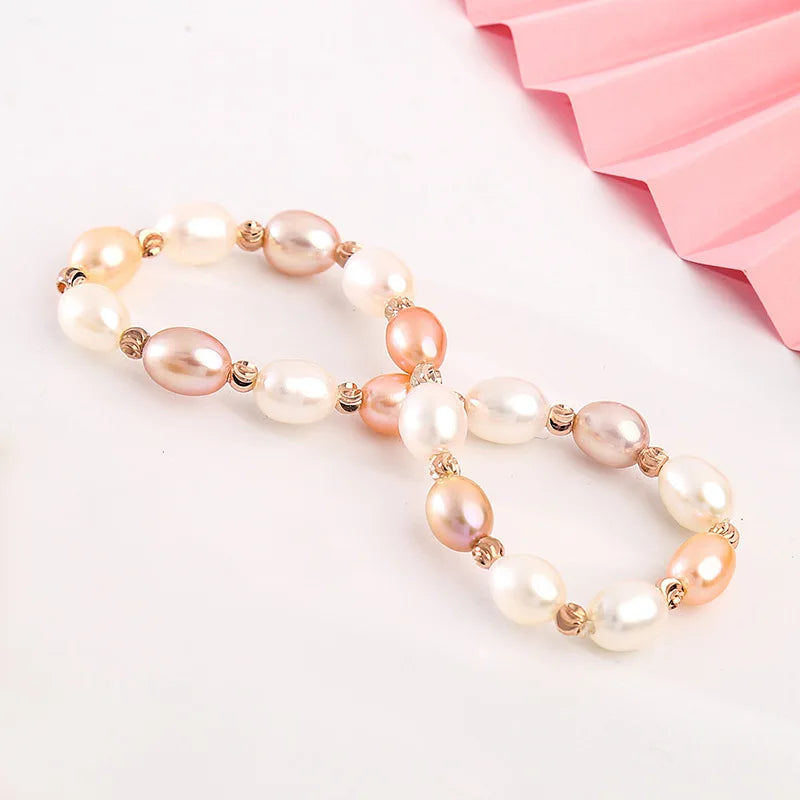 6-7mm Multicolor Pearl Bracelet for Women 7.5-8inch