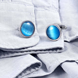 Opal Stone Stainless Steel Tuxedo Cufflinks