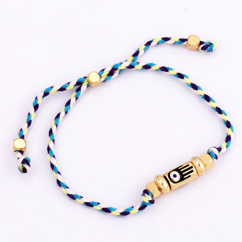 Cotton Cord Evil Eye Bracelet, Protection Jewelry for Her