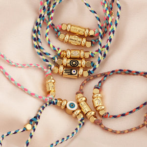 Cotton Cord Evil Eye Bracelet, Protection Jewelry for Her