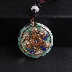 Metatron Cubes Nature Crystal Necklace Healing Chakra Orgone Pendant