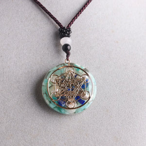 Metatron Cubes Nature Crystal Necklace Healing Chakra Orgone Pendant