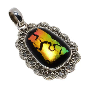 Nature Dichroic Glass Pendant in 925 Sterling Silver