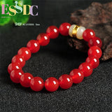 10mm Red Agate Hetianjade Bracelet Women Men Lucky