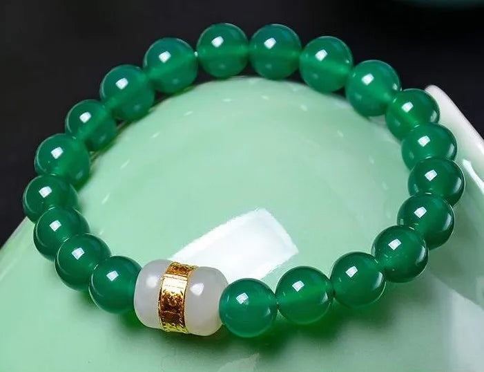 10mm Red Agate Hetianjade Bracelet Women Men Lucky