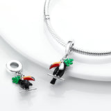 Jungle Largirostrornis Bird Dangle Charm for Bracelet Necklace DIY Jewelry