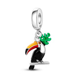 Jungle Largirostrornis Bird Dangle Charm for Bracelet Necklace DIY Jewelry