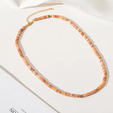 Pink Stone Necklace Beaded 14K Filled Collier Women BOHO Necklace