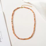 Pink Stone Necklace Beaded 14K Filled Collier Women BOHO Necklace