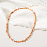 Pink Stone Necklace Beaded 14K Filled Collier Women BOHO Necklace