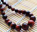 Red Tiger's Eye Stone Beaded Necklace 50cm
