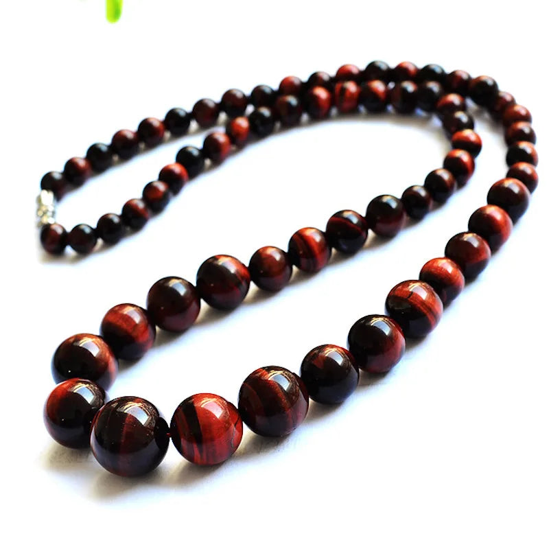 Red Tiger's Eye Stone Beaded Necklace 50cm