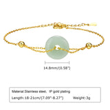 Nature Stone Amulet Bracelet, Stainless Steel Chain Circle Round Disk
