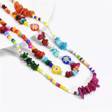Bohemian Nature Stone Pearl Double Choker Necklace