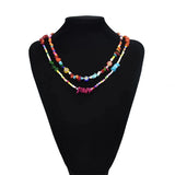 Bohemian Nature Stone Pearl Double Choker Necklace