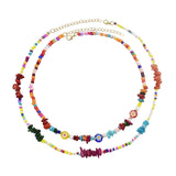 Bohemian Nature Stone Pearl Double Choker Necklace