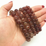 Nature Stone Plump Agates Round Bead Bracelet Really Pink No Glass