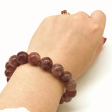 Nature Stone Plump Agates Round Bead Bracelet Really Pink No Glass