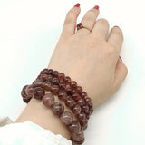 Nature Stone Plump Agates Round Bead Bracelet Really Pink No Glass