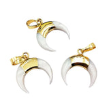 Nature Shell Crescent Moon Shape Pendant Mother of Pearl Double Horn Necklace