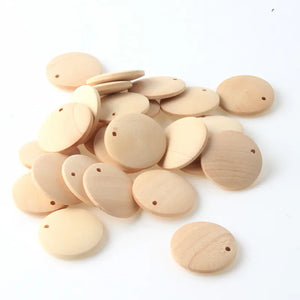Wood Beads Charm Pendants Unfinished Round Beaded Jewelry Making DIY Earrings