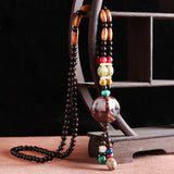 Multicolor Nature Stones Wood Beads Ethnic Necklace