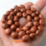 Red Goldstone Quartz Crystal Beads 8-10mm Irregular Oval Shape