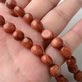 Red Goldstone Quartz Crystal Beads 8-10mm Irregular Oval Shape