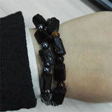 Raw Tourmaline Hematite Hamsa Bracelet