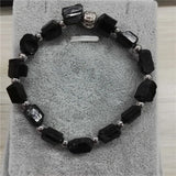 Raw Tourmaline Hematite Hamsa Bracelet