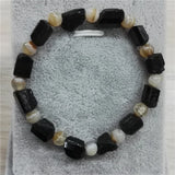 Raw Tourmaline Hematite Hamsa Bracelet