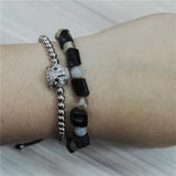 Raw Tourmaline Hematite Hamsa Bracelet