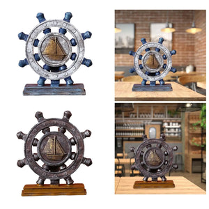 Nautical Rudder Steering Wheel Resin Statue