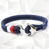 Nautical Steel Rope Bracelet with Anchor Hook Pendant