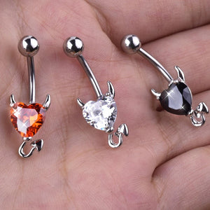 Glitter Heart Navel Belly Piercing Button Ring Sexy Body Jewelry
