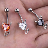 Glitter Heart Navel Belly Piercing Button Ring Sexy Body Jewelry