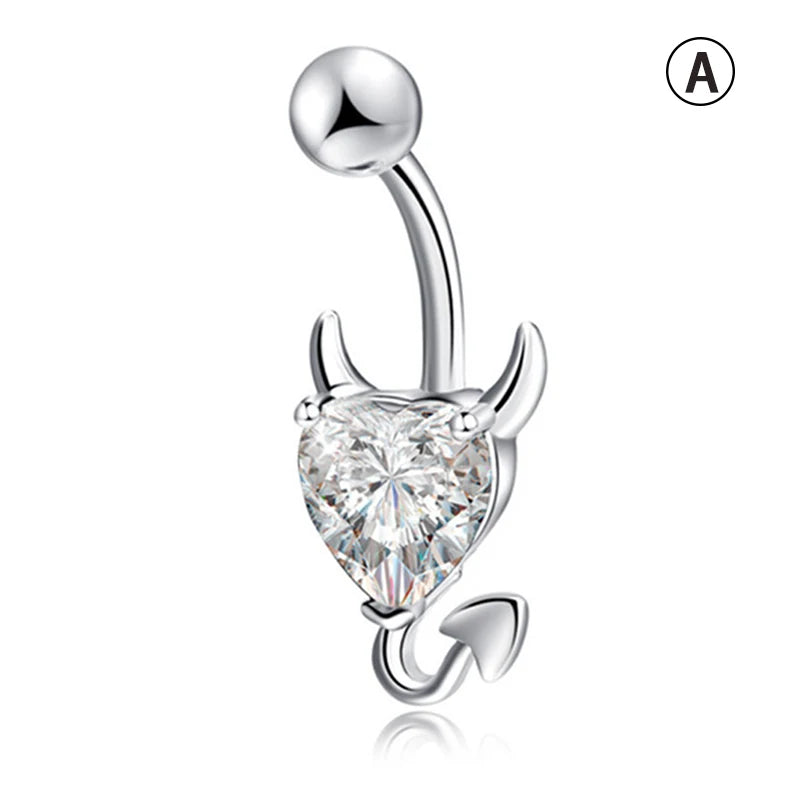 Glitter Heart Navel Belly Piercing Button Ring Sexy Body Jewelry