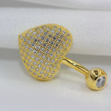 Heart-Shaped Navel Piercing Belly Button Ring Zirconia Silver 925 Body Jewelry