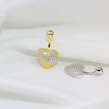 Heart-Shaped Navel Piercing Belly Button Ring Zirconia Silver 925 Body Jewelry
