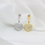 Heart-Shaped Navel Piercing Belly Button Ring Zirconia Silver 925 Body Jewelry